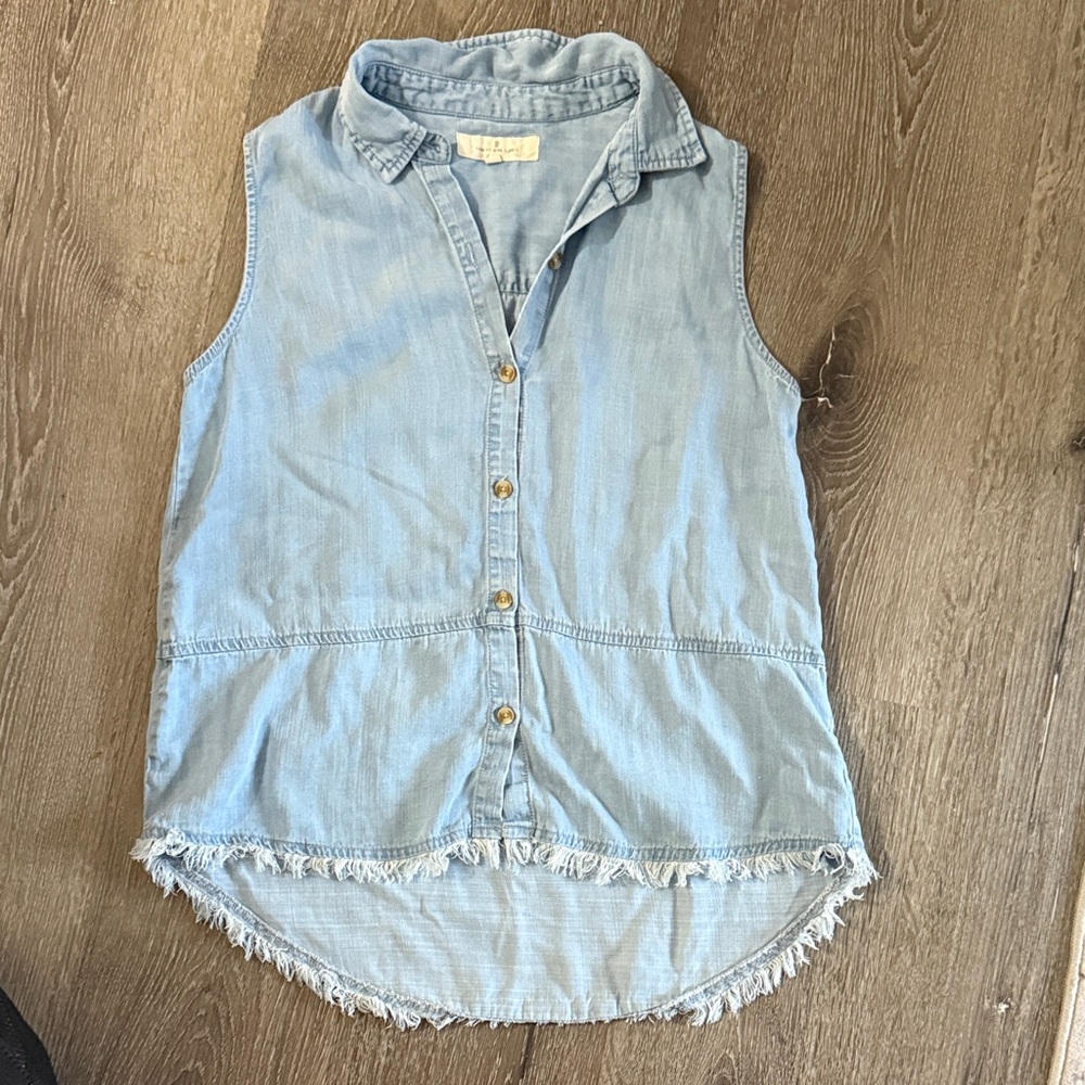 Thread and Supply Sleeveless Light Blue Denim Top